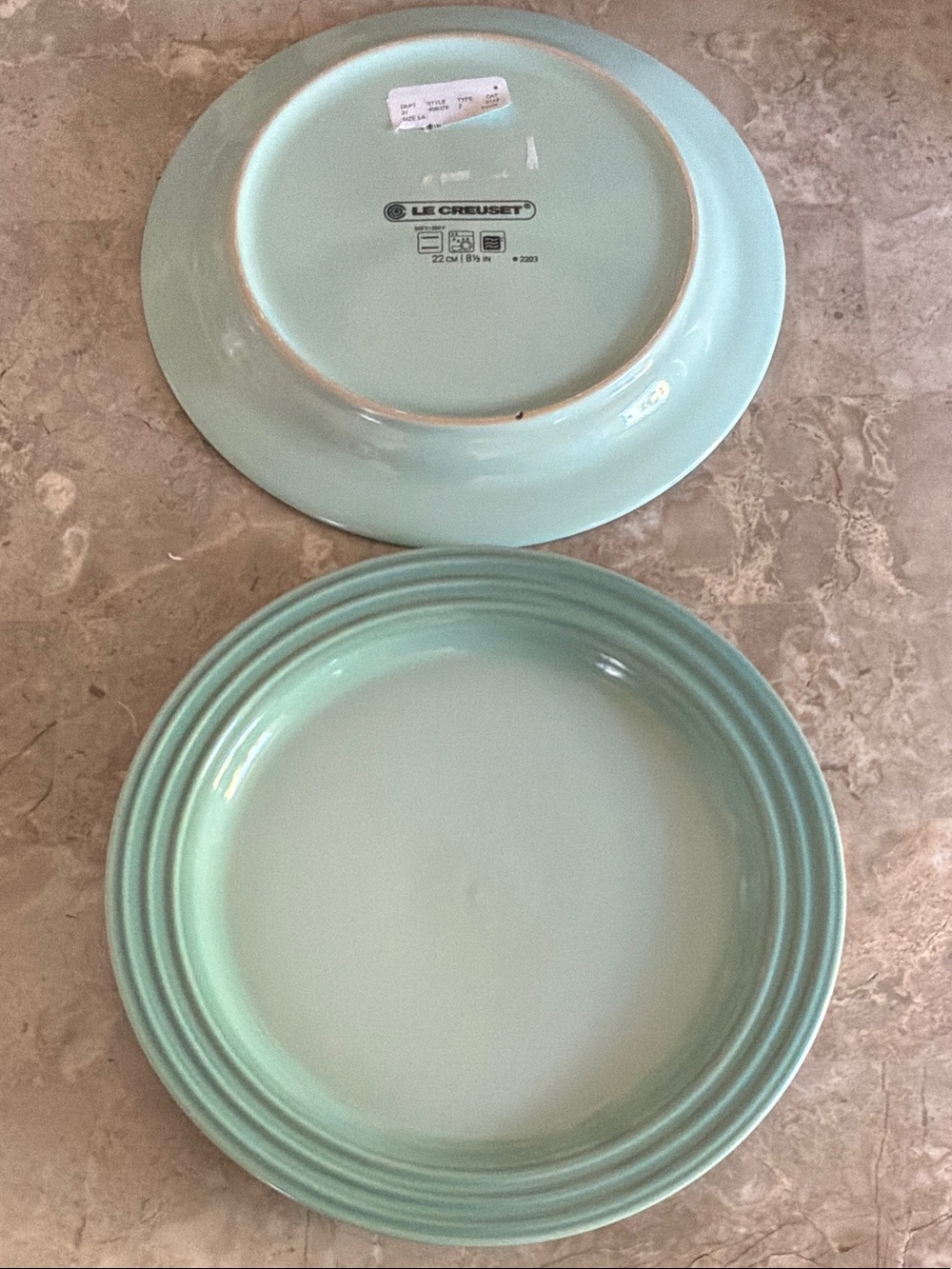 Le Creuset Mint Green Stoneware Dinner Plates - Set of 2